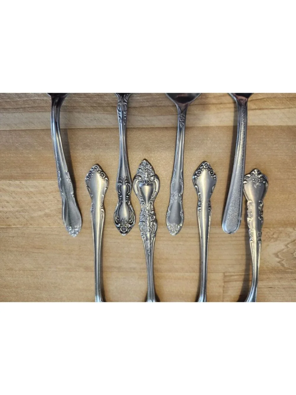 8- Mismatched Stainless Steel Teaspoons Cutlery Flatware Various Designs
